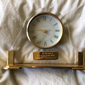 Crystal Cathedral Souvenir Quartz Clock Gold/Clear Acrylic Scripture Nice Gift